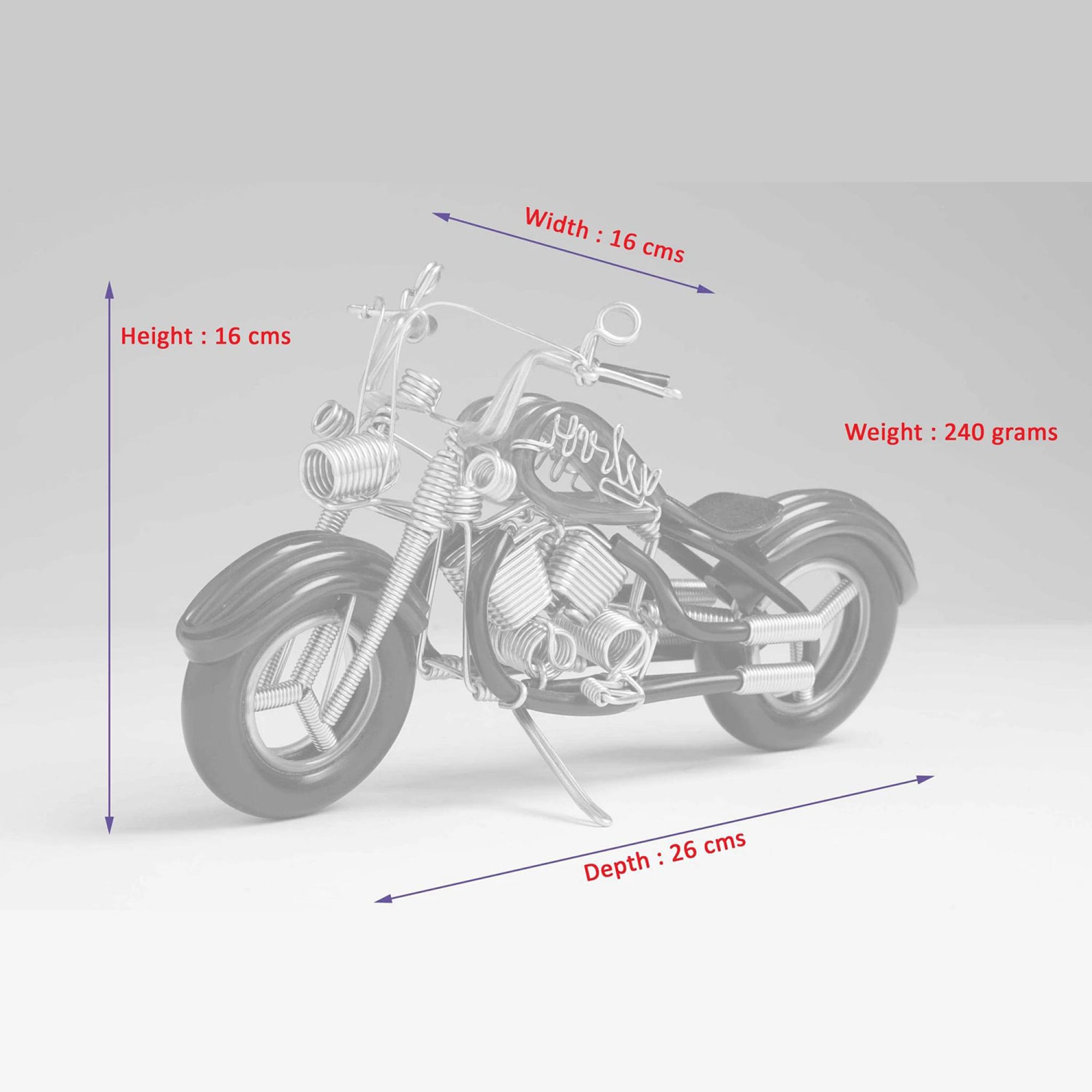 Harley Motorcycle Wire Art Model Motorcycle Aluminium Wire Art Blue