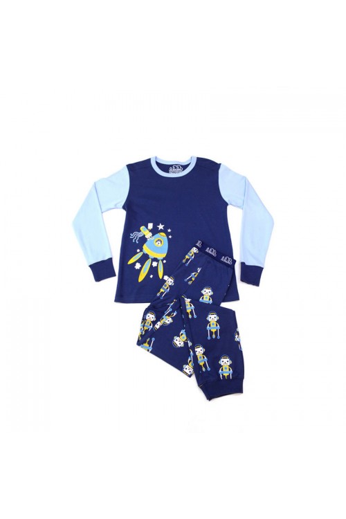 Boys Designer Organic Pyjamas ( Sleepwear ) : Robots In Space Design 