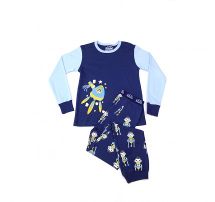 Boys Designer Organic Pyjaamas ( Sleepwear ) : Robots In Space Design 