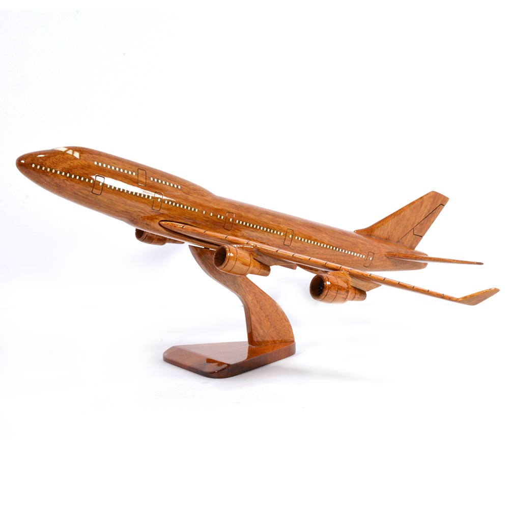 Boeing 747 wooden airplane model handmade mahogany Small