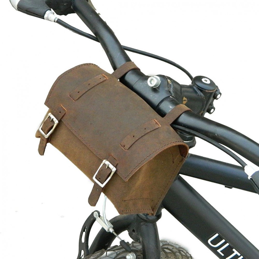 Genuine Leather Saddle Bag Handlebar Frame Bag VINTAGE BROWN Small