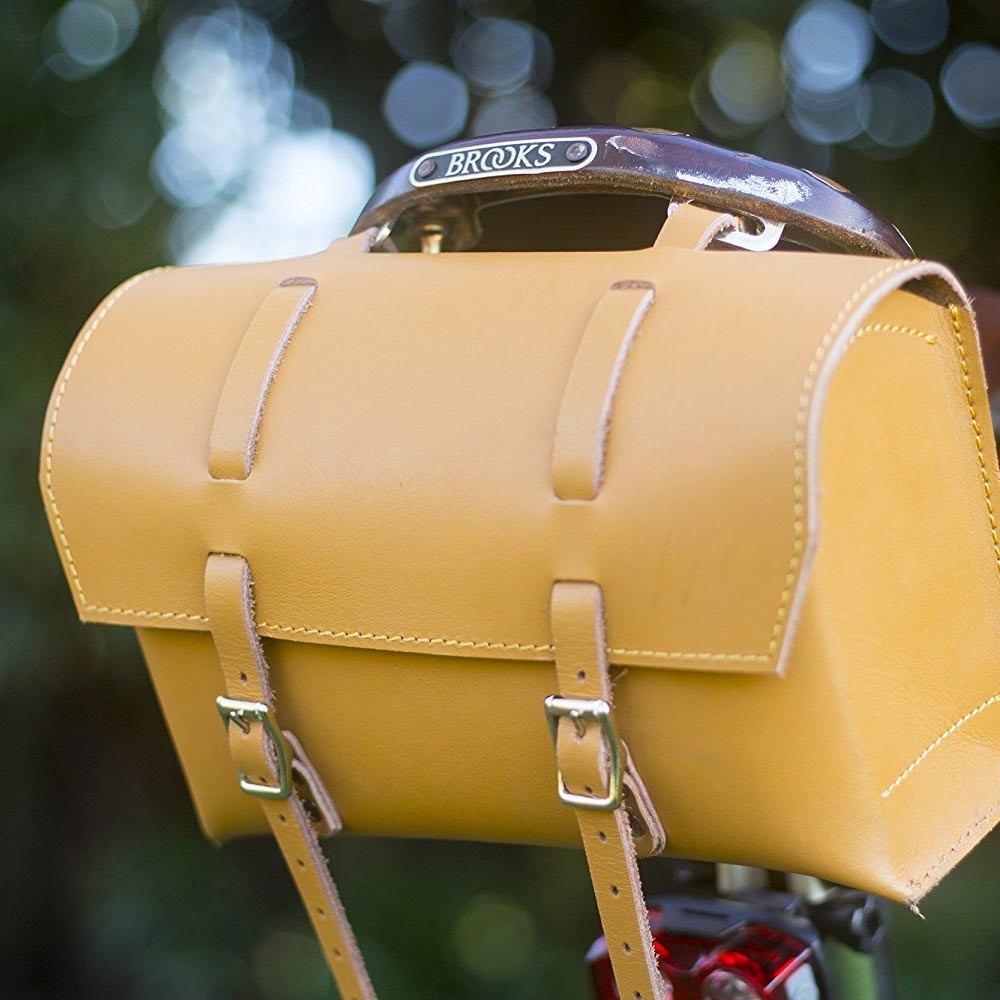 Bicycle Bag Saddle / Handlebar / Frame Bag in TAN LEATHER