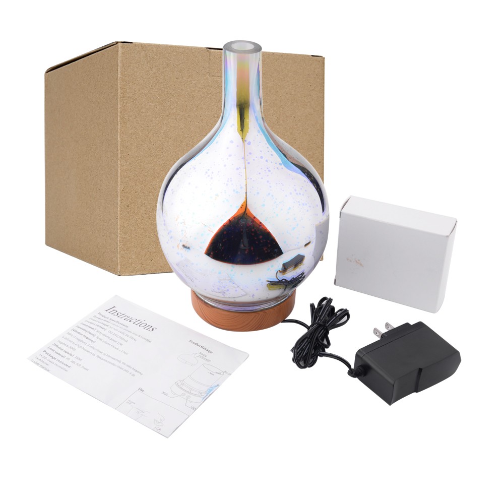 Ultrasonic Glass Aromatherapy Diffuser Humidifier 3D Firework Light
