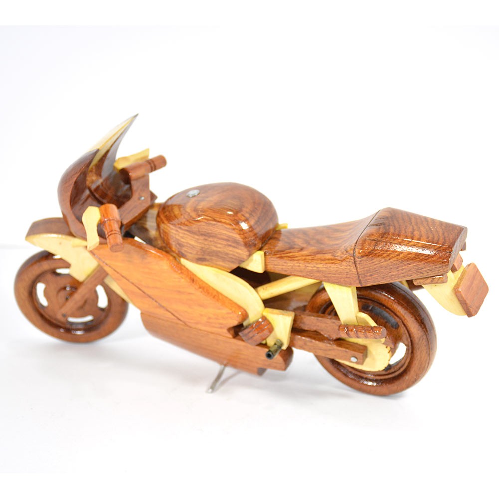 Racing Wooden Motorcycle Model Multicoloured Racing Bike Sculpture