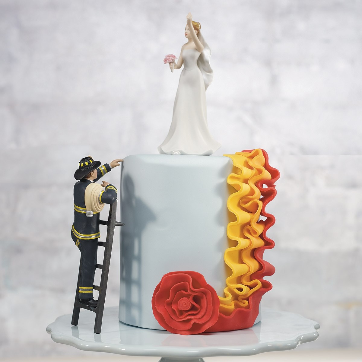Fireman Groom Figurine Wedding Cake Topper To The Rescue!