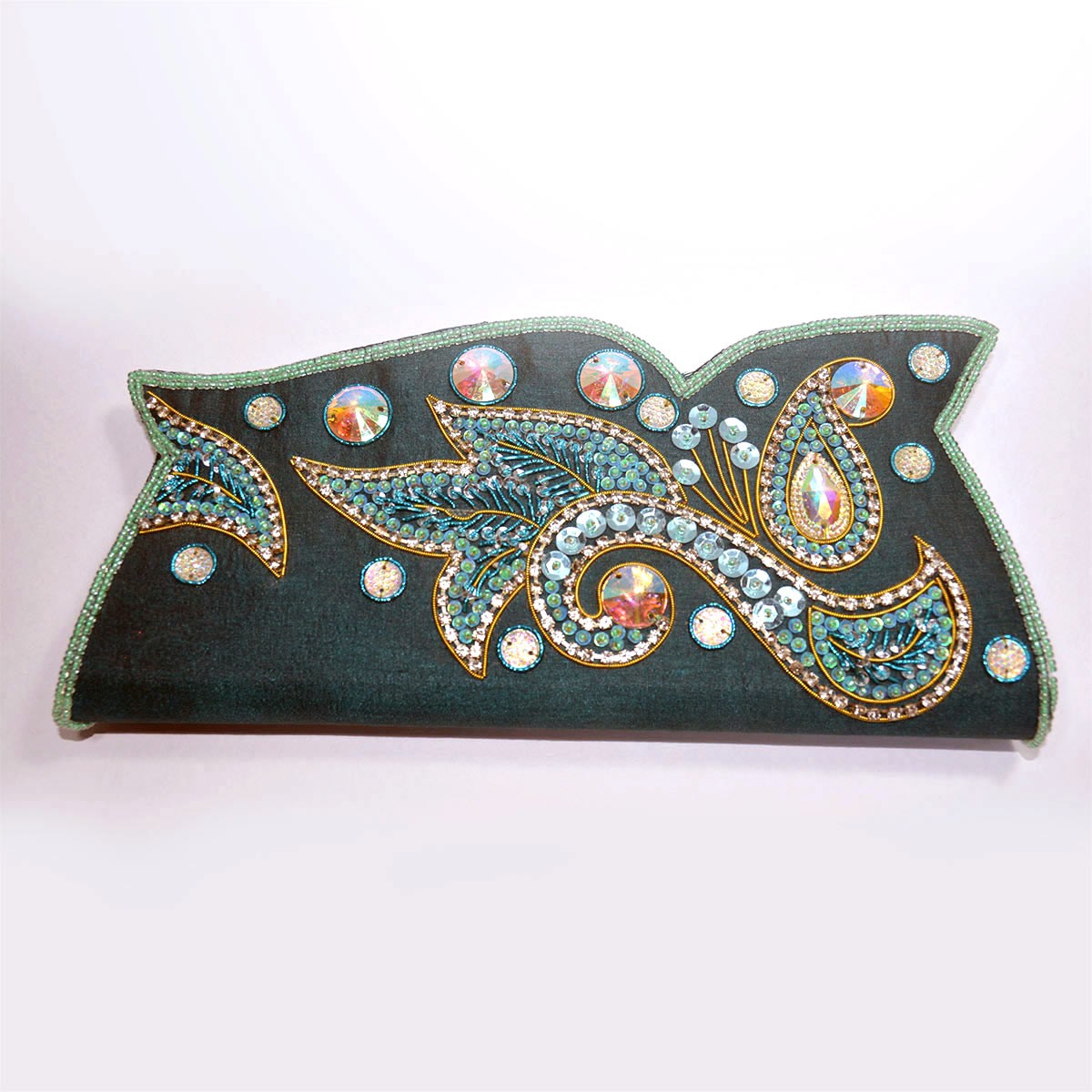 Embroidered Clutch Purse for Women - Green