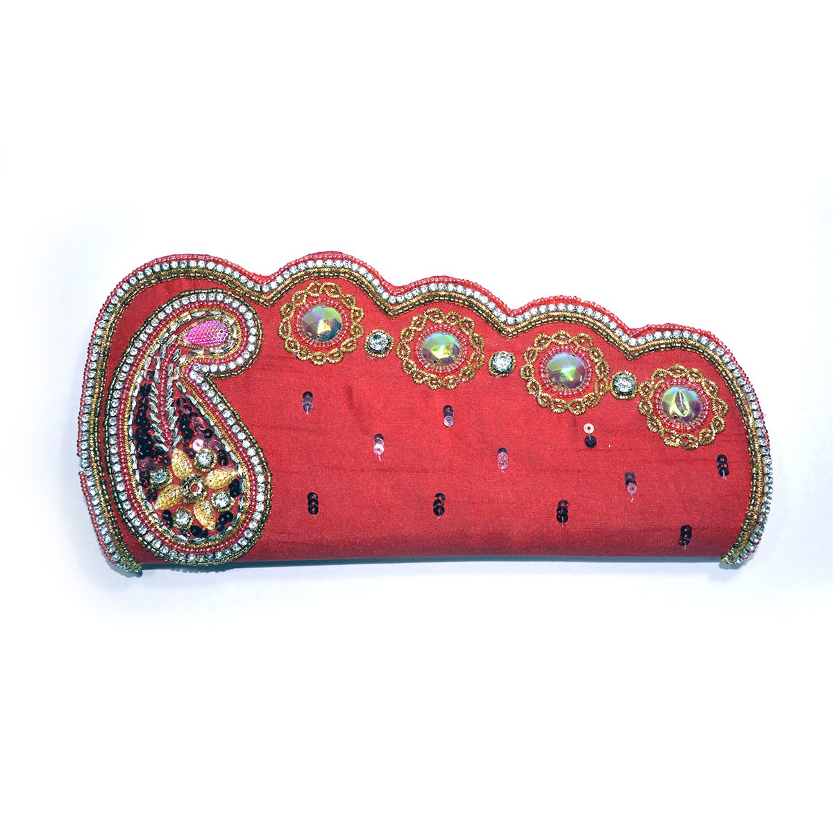 Embroidered Clutch Purse for Women - Red