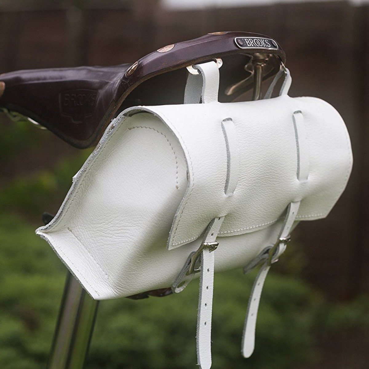 Bicycle Bag Saddle Handlebar, White Leather Saddle