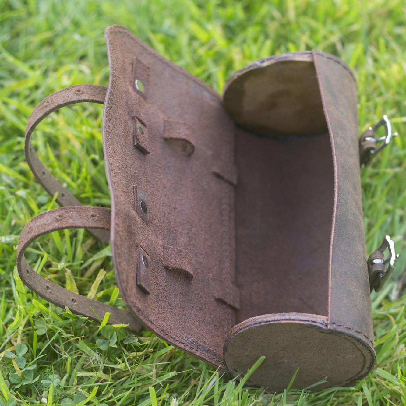 Genuine Leather Schwinn Bicycle Round Saddle Bag Utility Tool Bag