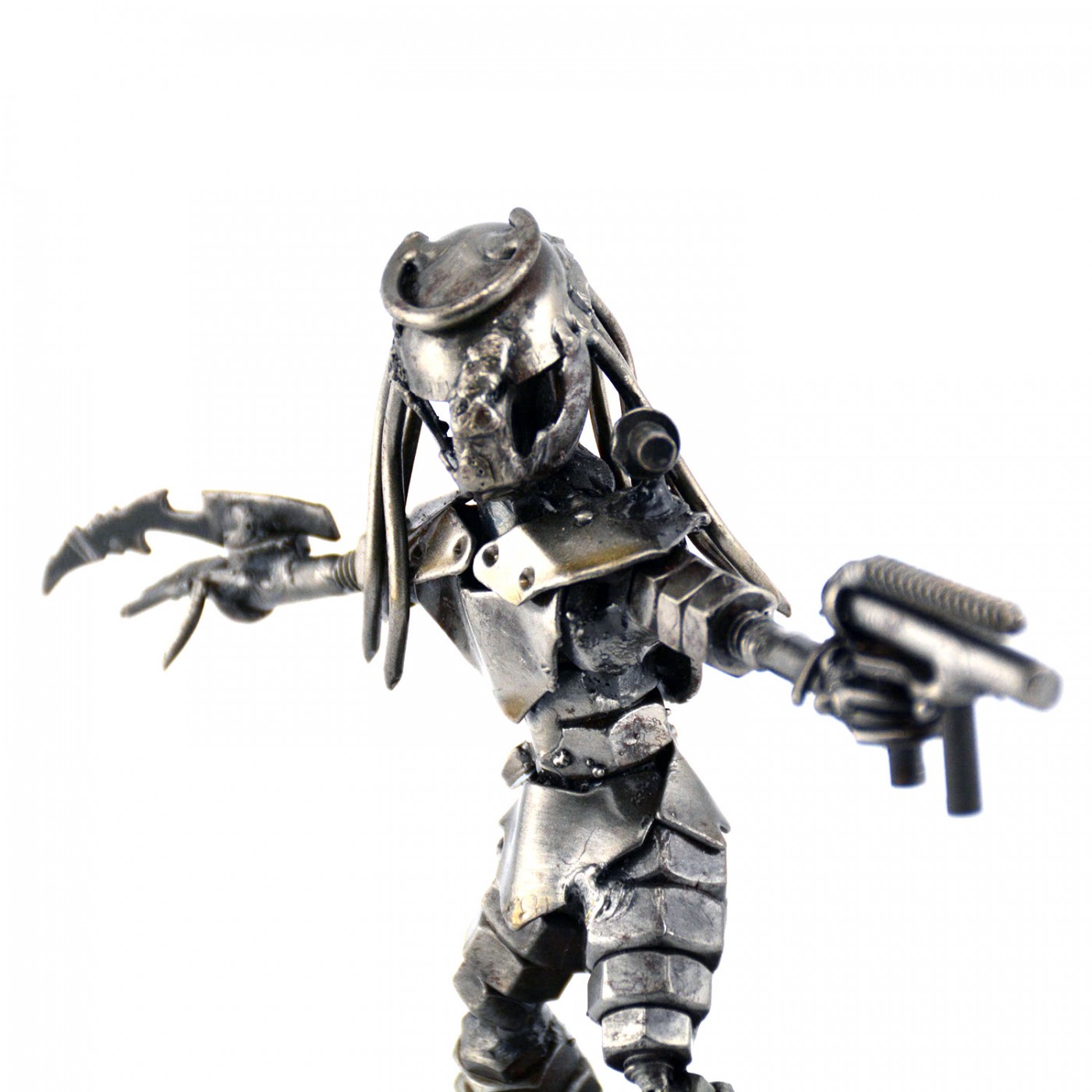 Predator sculpture with spears and gun Scrap Metal sculpture