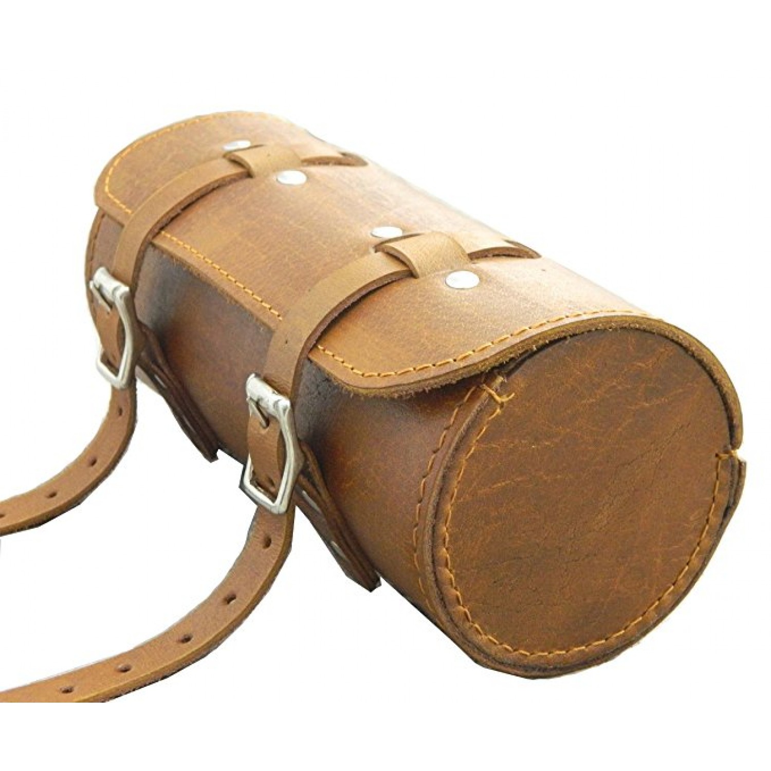 Round leather shop bicycle bag