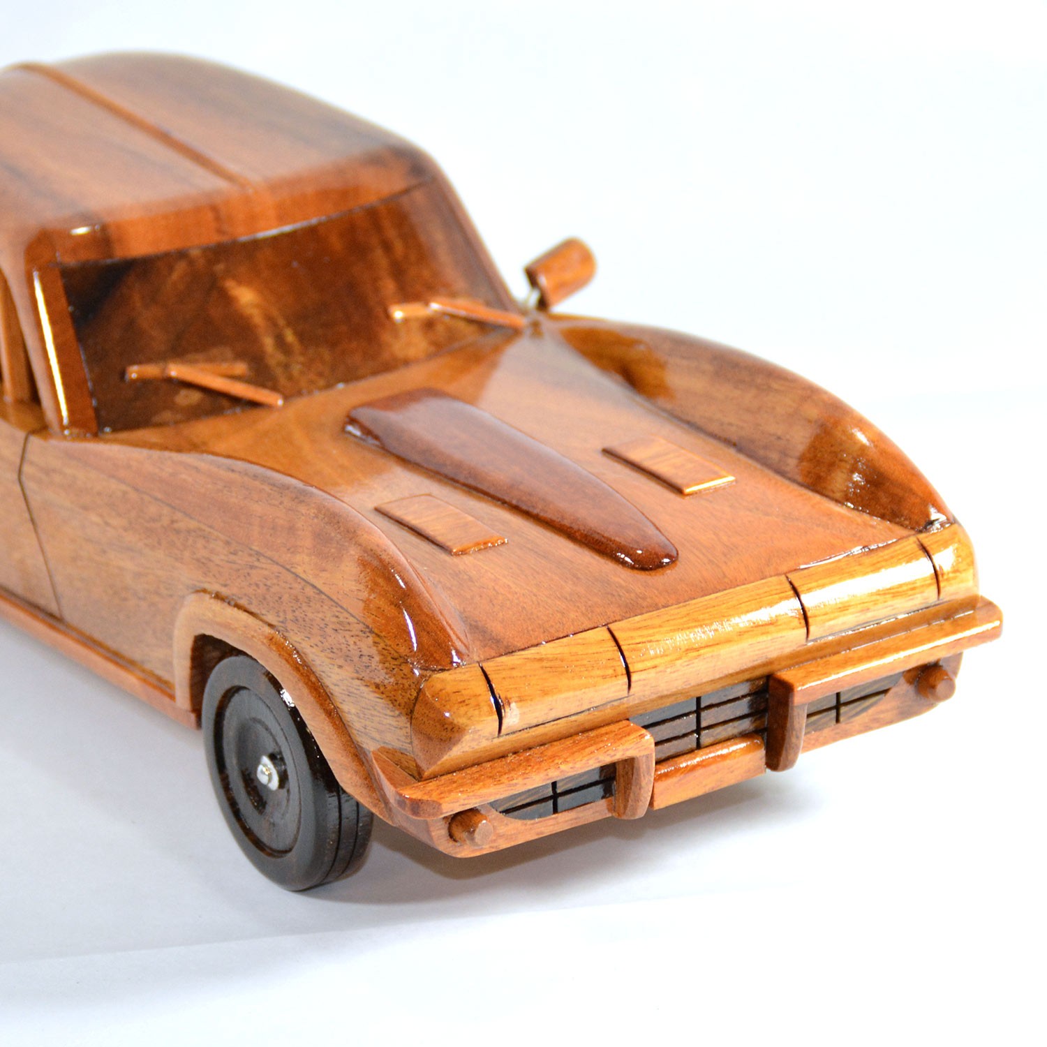 Chevrolet Corvette Stingray 1960s Wooden Car Model Mahogany Wood