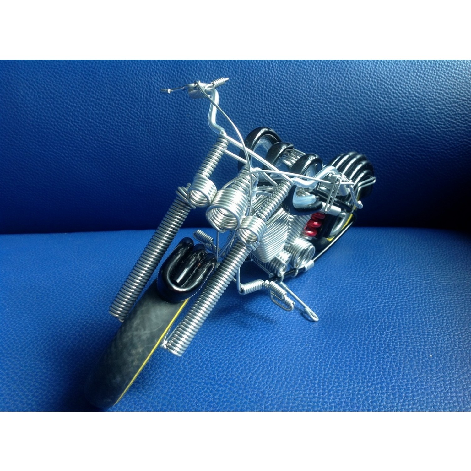 Handmade Motorcycle Model Aluminium Wire Art Black