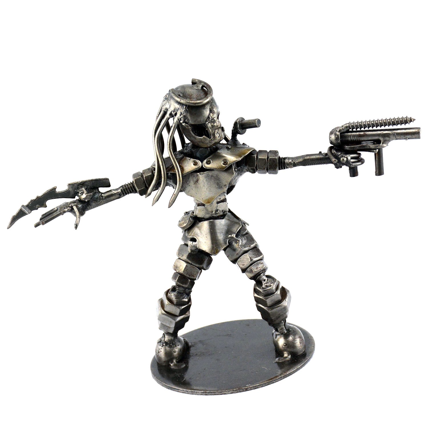 Predator sculpture with spears and gun Scrap Metal sculpture