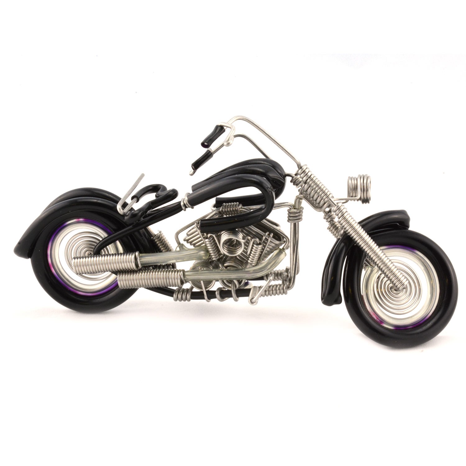 Handmade Motorcycle Model Aluminium Wire Art Black 6 inches