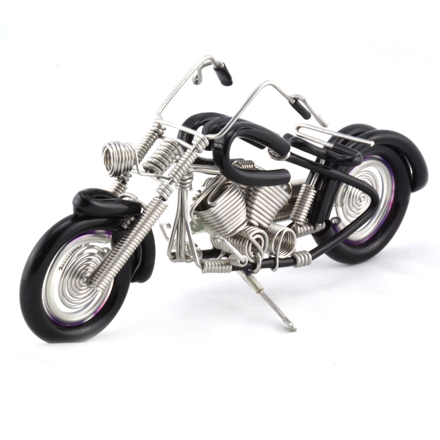 Handmade Motorcycle Model Aluminium Wire Art Black 6 inches