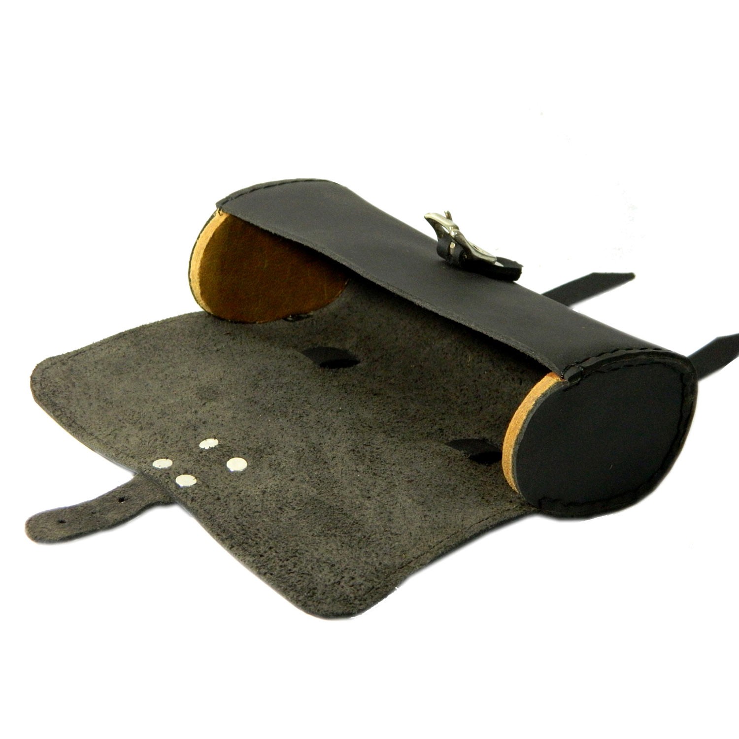 Black Genuine Leather Bicycle Saddle Bag Utility Tool Bag