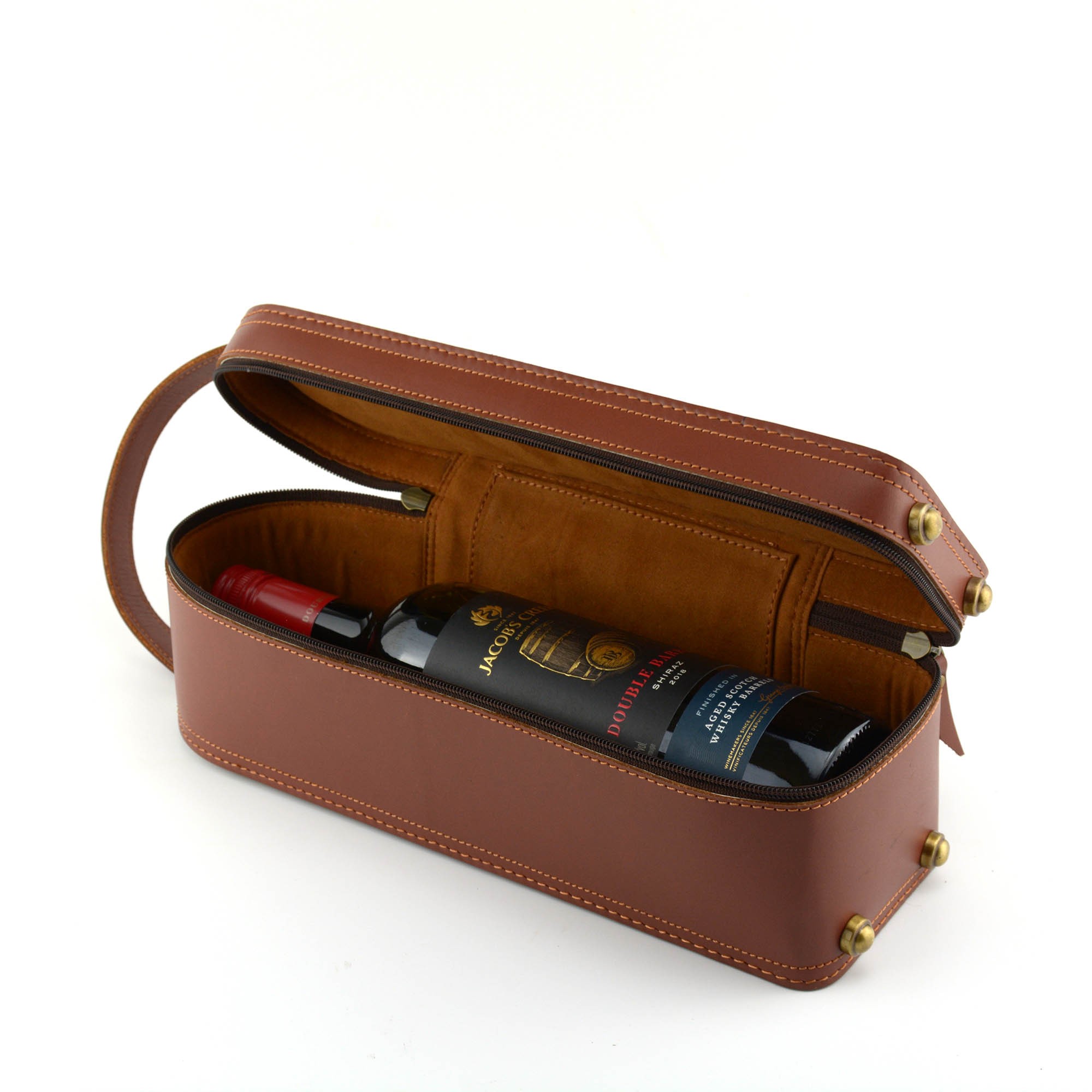 Royce Leather Single Wine Carrying Case Genuine Leather