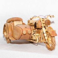 3 Wheels Old Style Motorcycle Wooden Handmade Art Gift for Anniversary Birthday Christmas Wedding