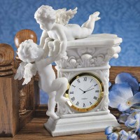 Baroque Twin Cherubs Clock  is a great unique gift for Marble Statues lovers