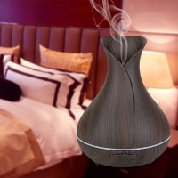 Aromatherapy Diffuser Humidifier Wood Grain Aroma Diffuser, Essential Oil Diffuser with Mini Vase Tulip