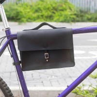  Bicycle Frame Genuine Leather Bag | Satchel Bag - Black