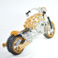 Harley-Davidson Fatboy, Aluminium Wire Art Sculpture Motorcycle handmade