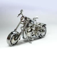 Harley Fatboy : Motorcycle Model 30cm Metal Sculpture Silver