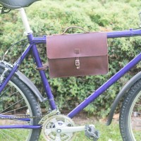 Bicycle Frame Bag - Genuine Leather Satchel Bag - Cherry