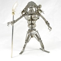 Predator with Spear Metal Sculpture Model : Predator Scrap Metal Sculpture