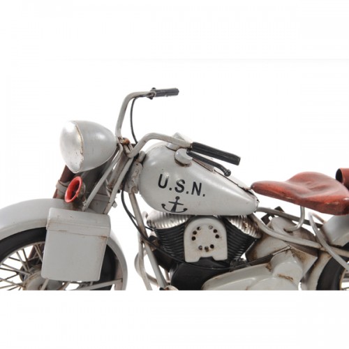 Handcrafted Iron framed 1945 Grey Motorcycle 1:12 scale model