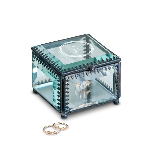 Vintage Inspired Glass Jewellery Box - Modern Monogram Etching