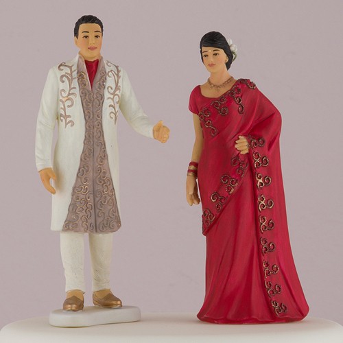 Traditional Indian Bride And Groom Figurine Cake Toppers