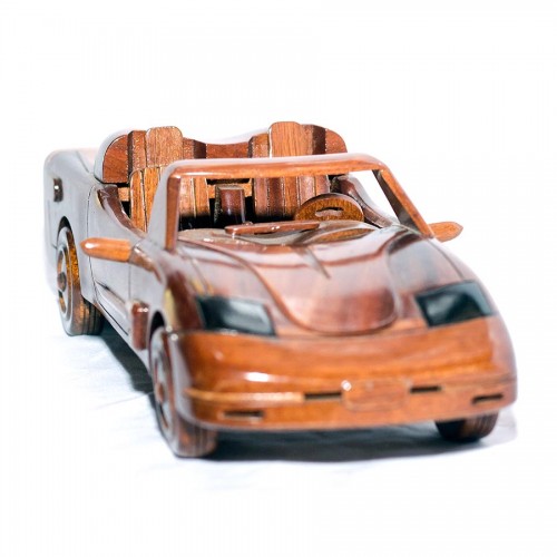 Corvette - Handcrafted Mahogany Wooden Model Car - Wood Art ( COR_01)