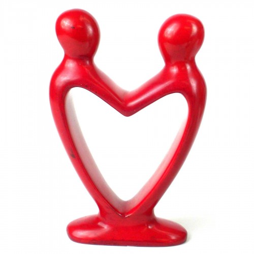 Handcrafted Soapstone Lover's Heart Sculpture in Red 