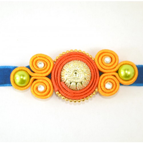 Soutach Large Rakhi Red Color - Handmade rakhi