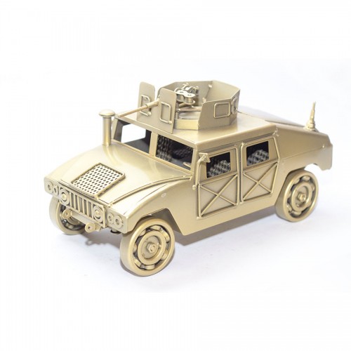 Military Humvee (Gold) Model with machine gun : Scrap Metal Sculpture