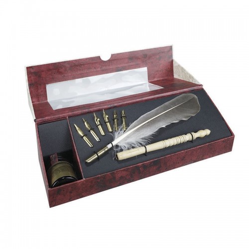 Feather Pen Set - Calligraphy Feather Pen Set with Stylus & Ink
