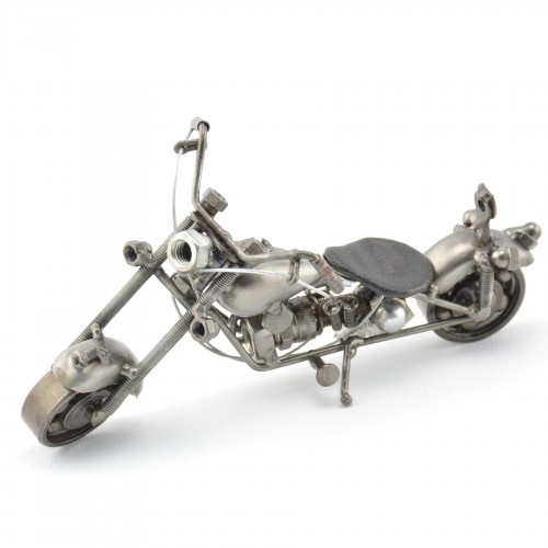 Harley Davidson : Motorcycle Model Metal Sculpture - 18cm, Gray Small