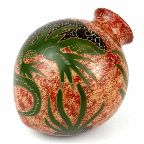 CHAMELEON VASE - Handmade 4.5-inch Tall Tilted Vase - Iguana Design