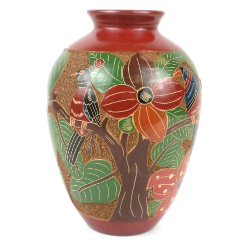 TALL RELIEF VASE - TREE OF LIFE 