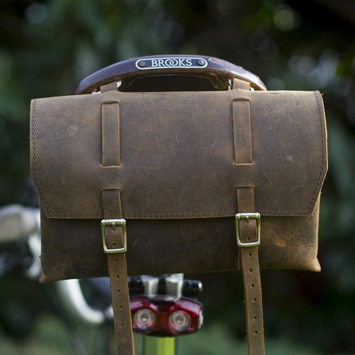 Genuine Leather Saddle Bag Handlebar Frame Bag VINTAGE BROWN
