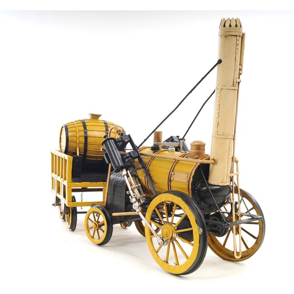 Yellow Stephenson Rocket Steam Engine Locomotive Train Model Detailed Handmade 