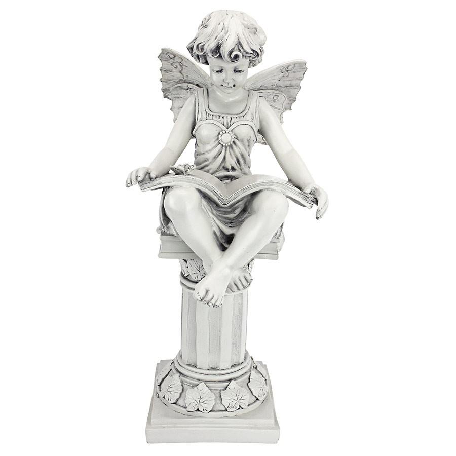 the british reading fairy garden statue