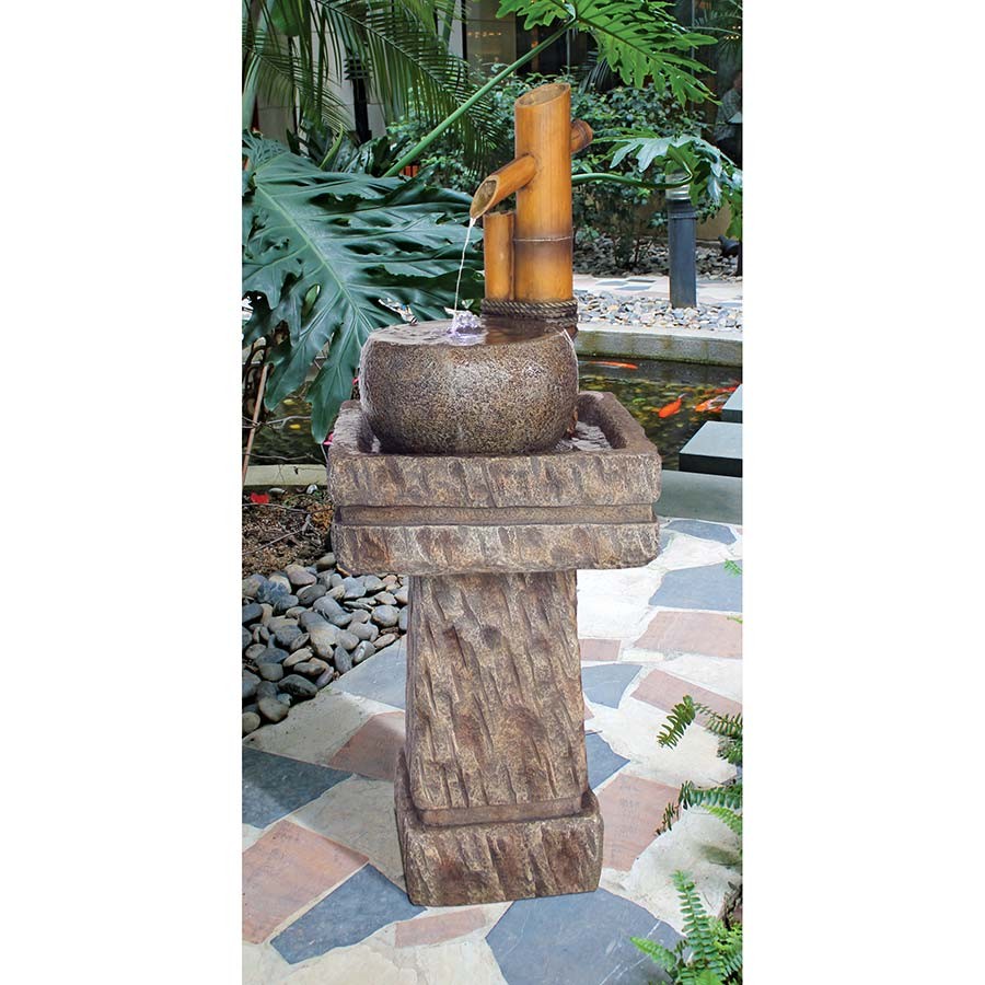 Bamboo Wellspring Pedestal Fountain Fountains Garden Decor