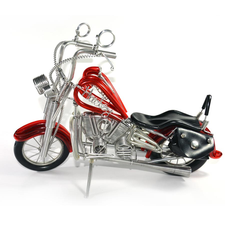 Handmade Harley-Davidson, Aluminium Wire Art Sculpture Motorcycle