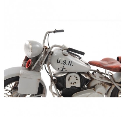 Handcrafted Iron framed 1945 Grey Motorcycle 1:12 scale model