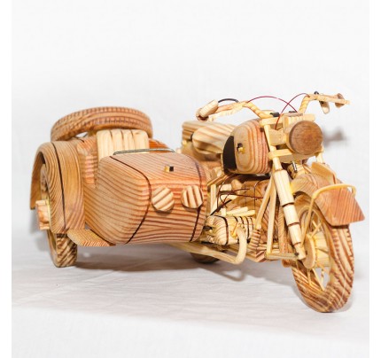 3 Wheels Old Style Motorcycle Wooden (Oak wood)