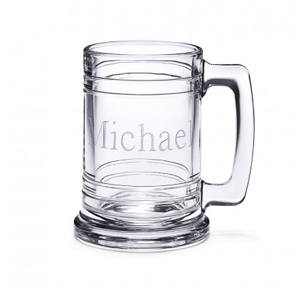 Clear Glass Maritime Beer Mug - Engraved Sports Mug