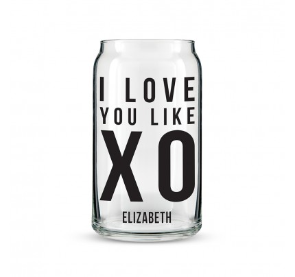 Can Shaped Glass Personalized - I Love You Like XO Printing : Engraved